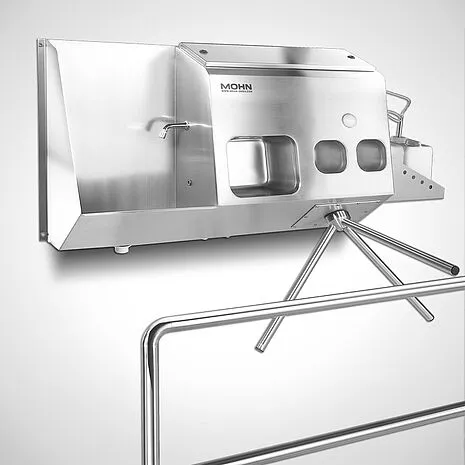 MOHN GmbH Hygiene-Station mit Drehkreuz – Originalaufnahme